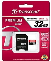 Карта памяти Transcend MicroSDHC UHS-I 32 GB Class 10 + SD-adapter (TS32GUSDU1)